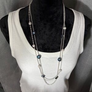 Elegant Silver and Blue Beaded Necklace
